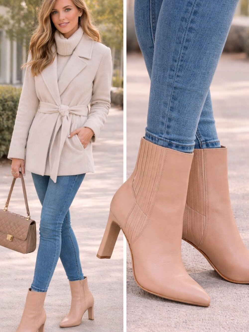 BCBGeneration Kalia Nude Ankle Booties Heels Size 8